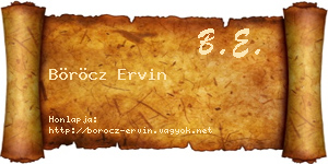 Böröcz Ervin névjegykártya